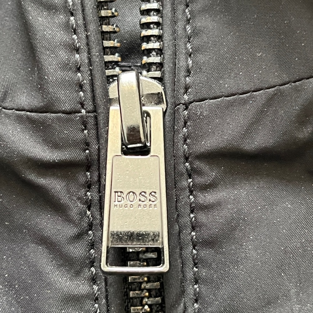 HUGO BOSS Coxtan Virgin Tweed Wool Blend Coat With Bib Charcoal Sz 46R Car Coat - Picture 10 of 16